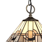 NLK00169 Azure 3 Light Down Lighter Pendant With 30cm Tiffany Shade White/Grey/Black/Clear Crystal/Aged Antique Brass