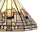 NLK00169 Azure 3 Light Down Lighter Pendant With 30cm Tiffany Shade White/Grey/Black/Clear Crystal/Aged Antique Brass