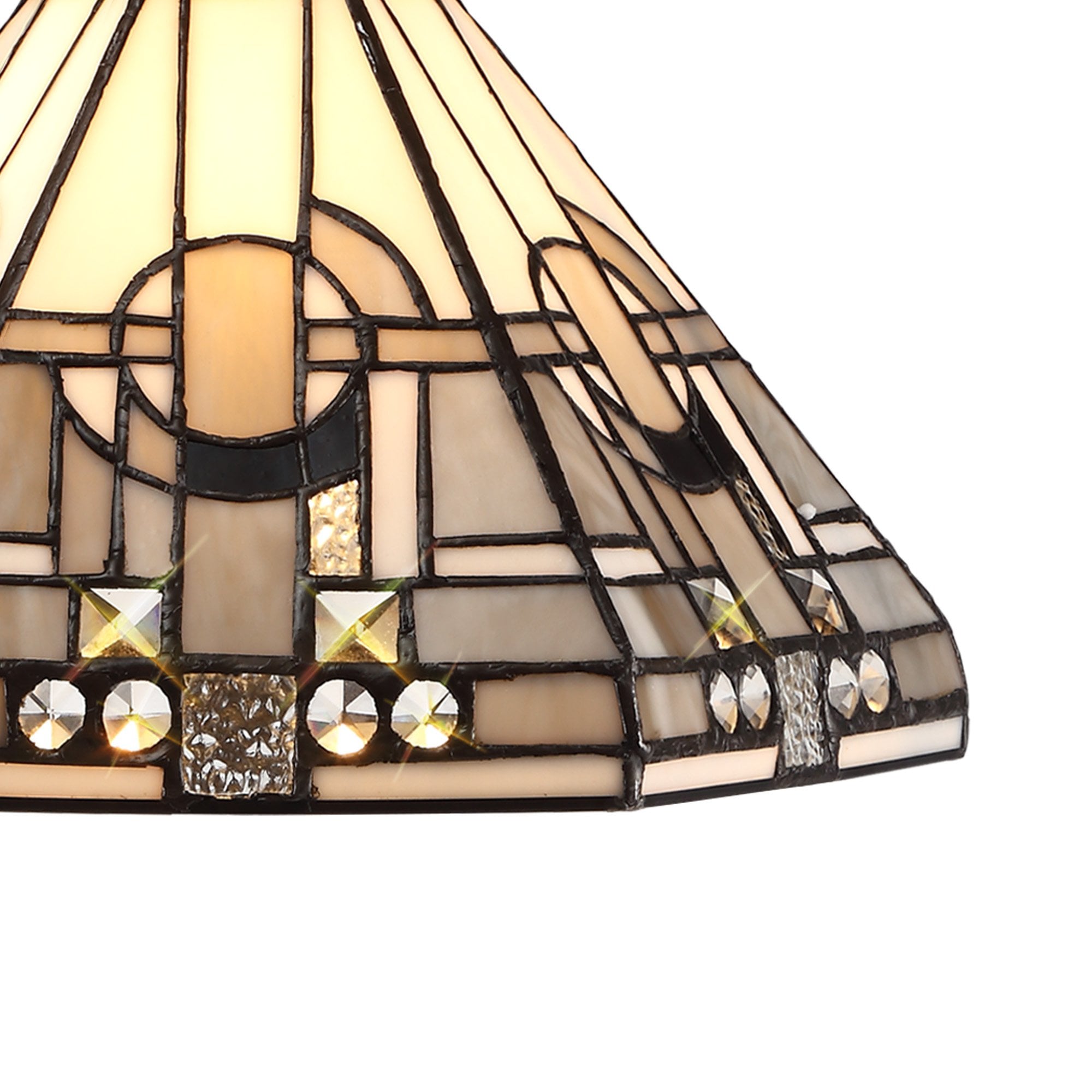 NLK00169 Azure 3 Light Down Lighter Pendant With 30cm Tiffany Shade White/Grey/Black/Clear Crystal/Aged Antique Brass