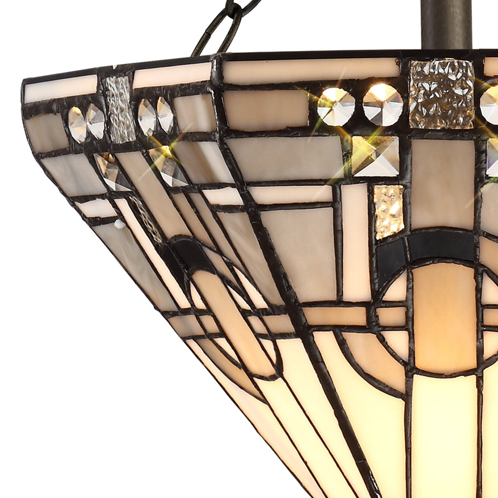 NLK00179 Azure 2 Light Semi Ceiling With Tiffany Shade 30cm Shade White/Grey/Black/Clear Crystal/Aged Antique Brass