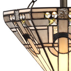 NLK00179 Azure 2 Light Semi Ceiling With Tiffany Shade 30cm Shade White/Grey/Black/Clear Crystal/Aged Antique Brass