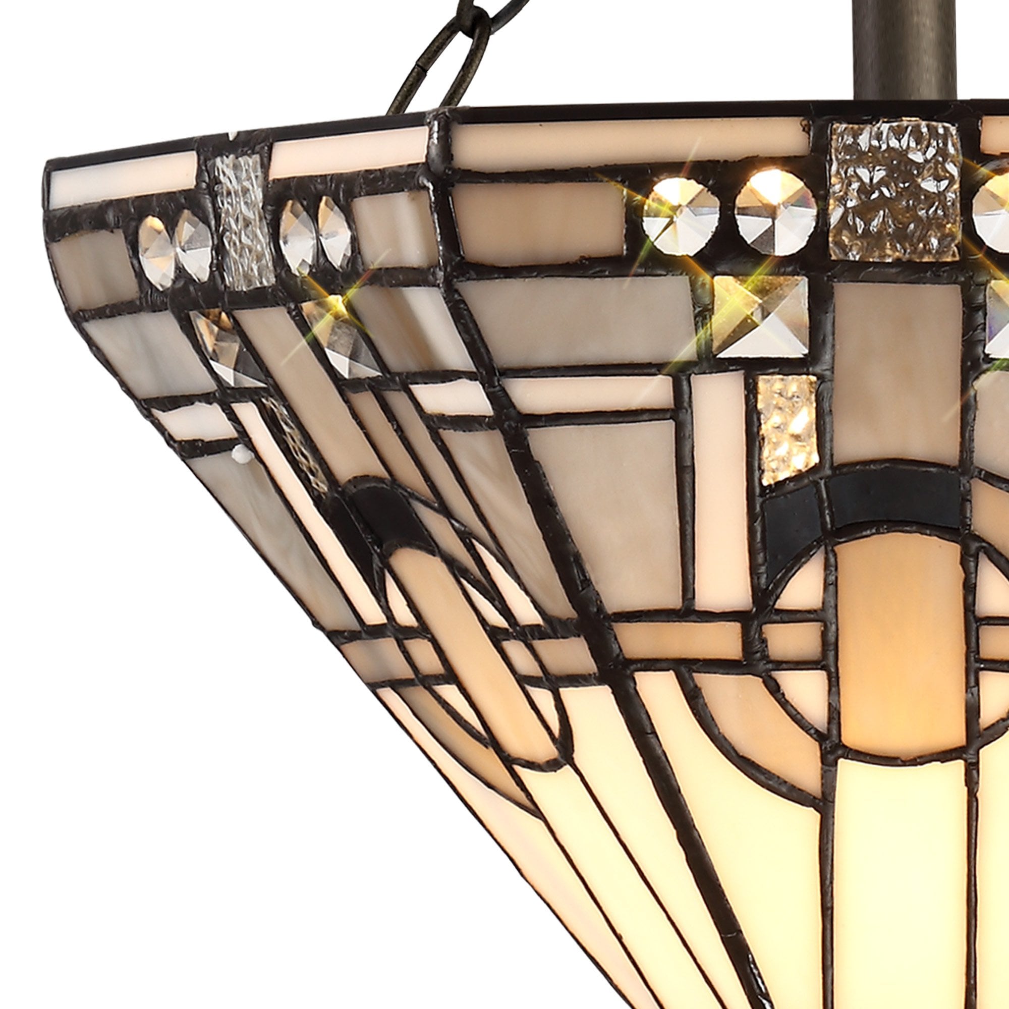 NLK00179 Azure 2 Light Semi Ceiling With Tiffany Shade 30cm Shade White/Grey/Black/Clear Crystal/Aged Antique Brass