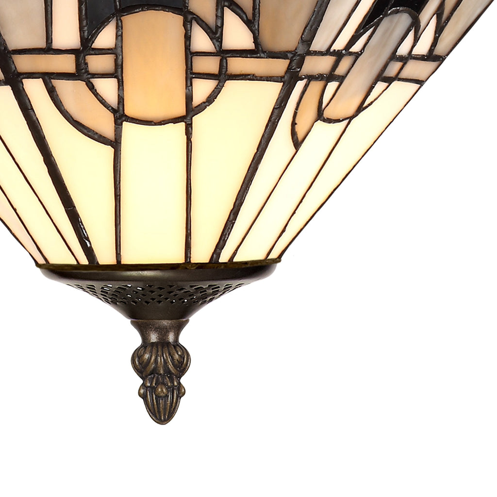 NLK00179 Azure 2 Light Semi Ceiling With Tiffany Shade 30cm Shade White/Grey/Black/Clear Crystal/Aged Antique Brass