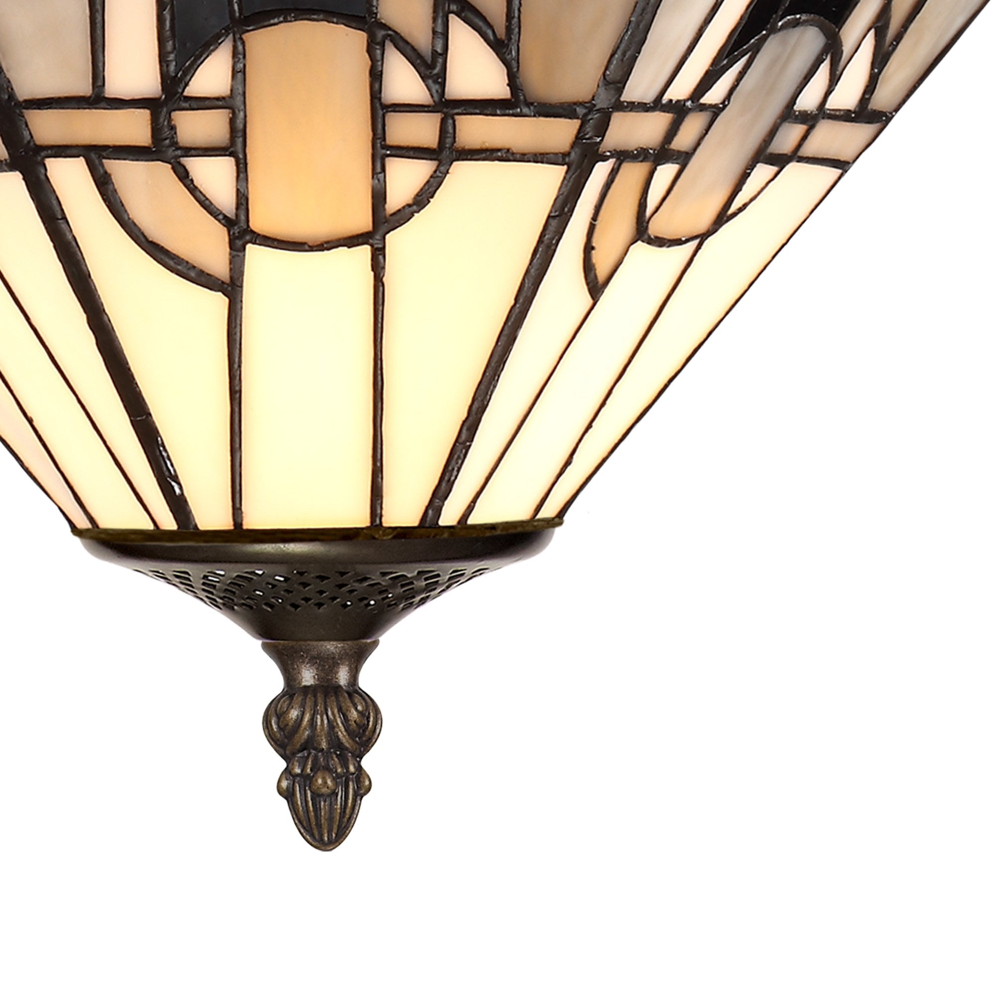 NLK00179 Azure 2 Light Semi Ceiling With Tiffany Shade 30cm Shade White/Grey/Black/Clear Crystal/Aged Antique Brass