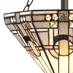 NLK00189 Azure 3 Light Semi Ceiling With Tiffany Shade 30cm Shade White/Grey/Black/Clear Crystal/Aged Antique Brass