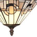 NLK00189 Azure 3 Light Semi Ceiling With Tiffany Shade 30cm Shade White/Grey/Black/Clear Crystal/Aged Antique Brass