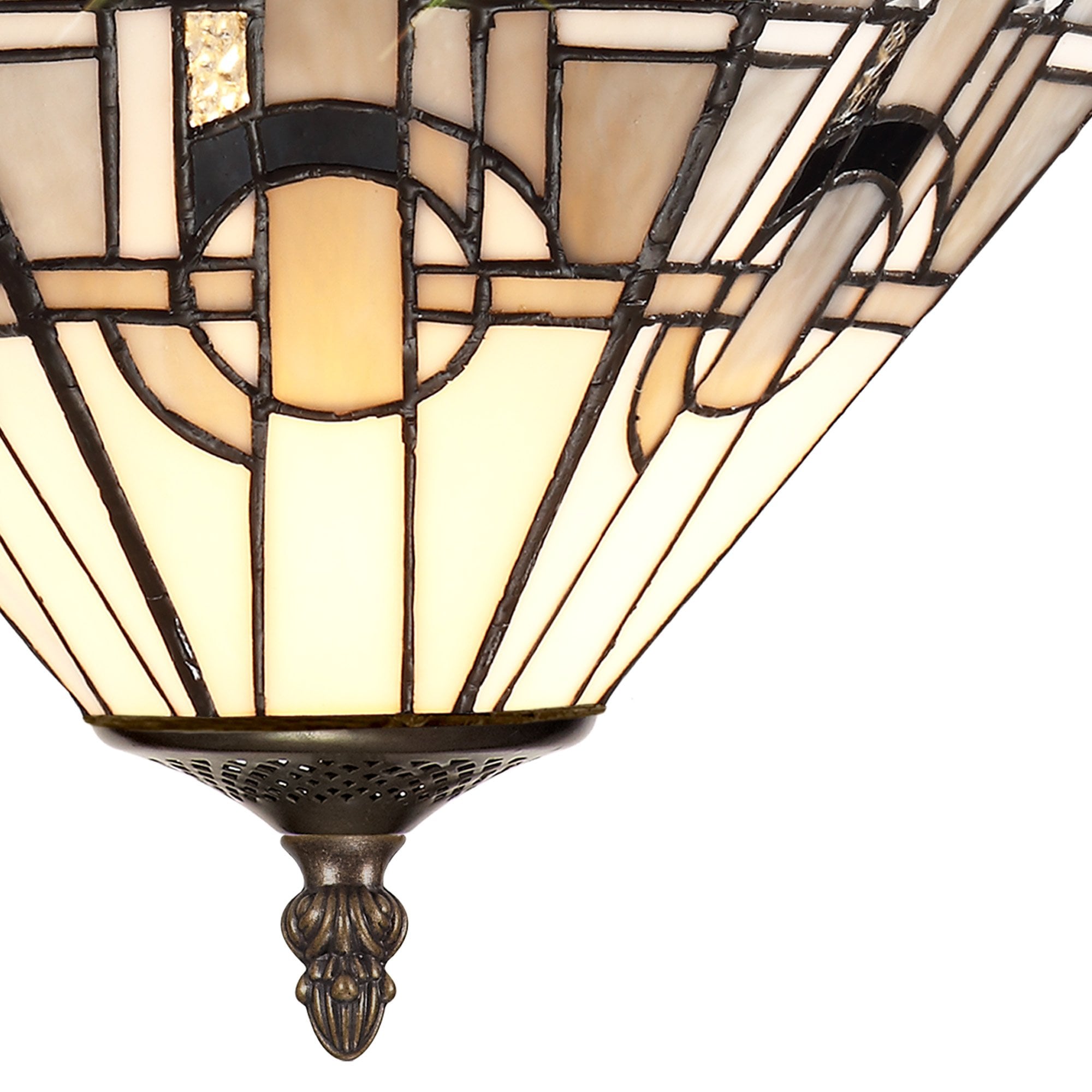 NLK00189 Azure 3 Light Semi Ceiling With Tiffany Shade 30cm Shade White/Grey/Black/Clear Crystal/Aged Antique Brass