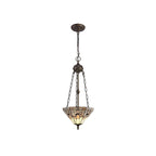 NLK00199 Azure 2 Light Up Lighter Pendant With 30cm Tiffany Shade White/Grey/Black/Clear Crystal/Aged Antique Brass