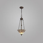 NLK00199 Azure 2 Light Up Lighter Pendant With 30cm Tiffany Shade White/Grey/Black/Clear Crystal/Aged Antique Brass