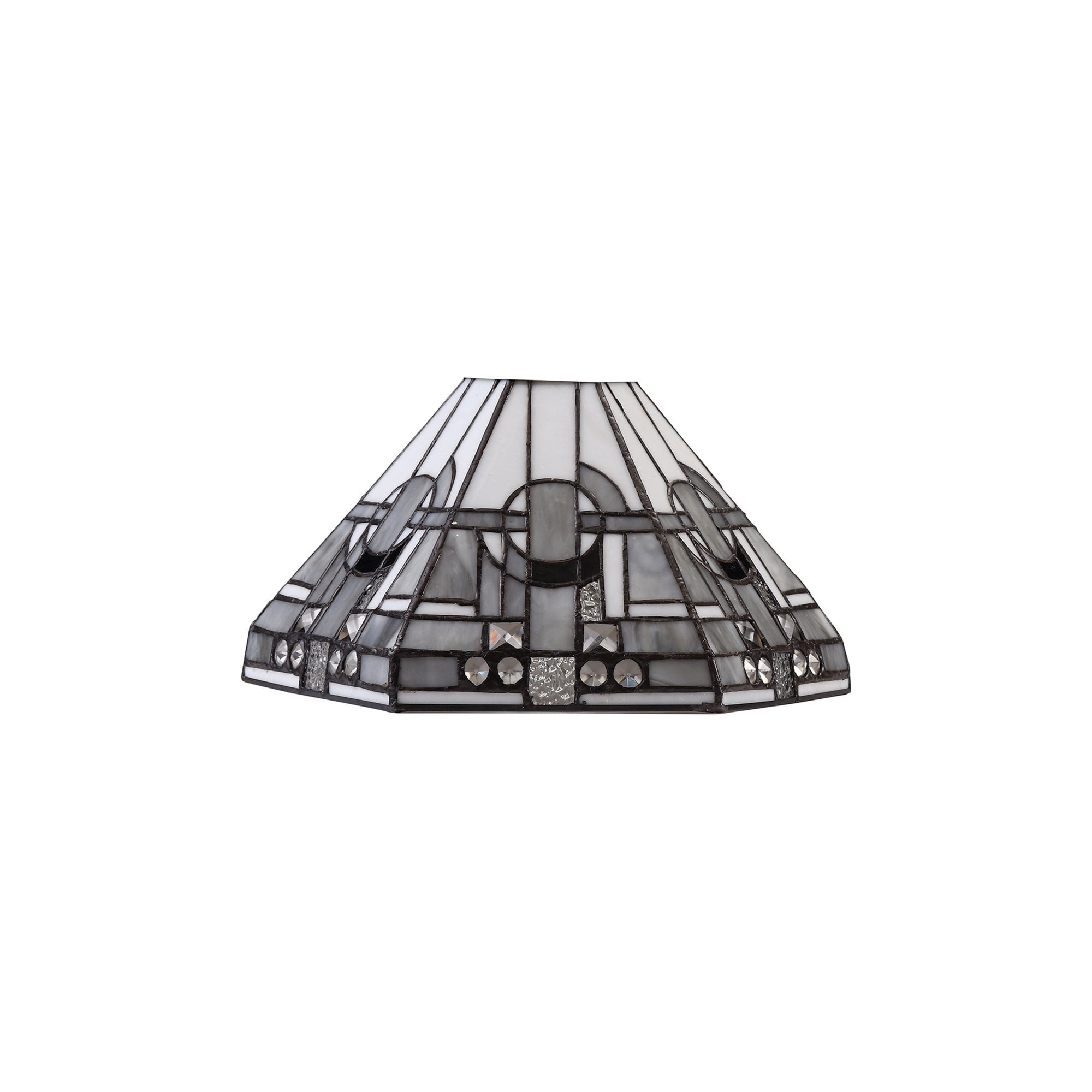 NLK00199 Azure 2 Light Up Lighter Pendant With 30cm Tiffany Shade White/Grey/Black/Clear Crystal/Aged Antique Brass