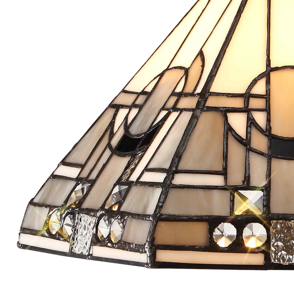 NLK00199 Azure 2 Light Up Lighter Pendant With 30cm Tiffany Shade White/Grey/Black/Clear Crystal/Aged Antique Brass