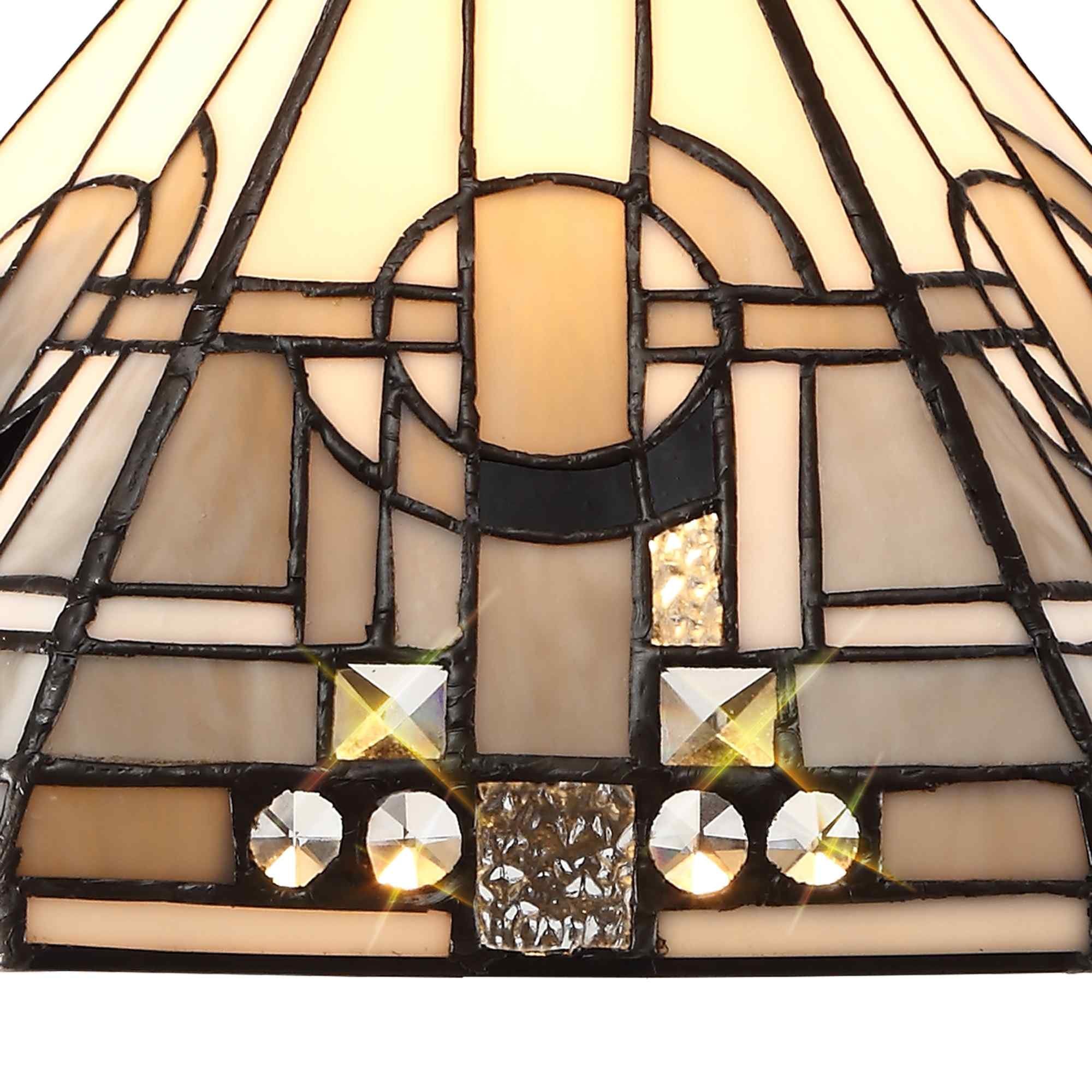 NLK00199 Azure 2 Light Up Lighter Pendant With 30cm Tiffany Shade White/Grey/Black/Clear Crystal/Aged Antique Brass