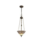 NLK00209 Azure 3 Light Up Lighter Pendant With 30cm Tiffany Shade White/Grey/Black/Clear Crystal/Aged Antique Brass