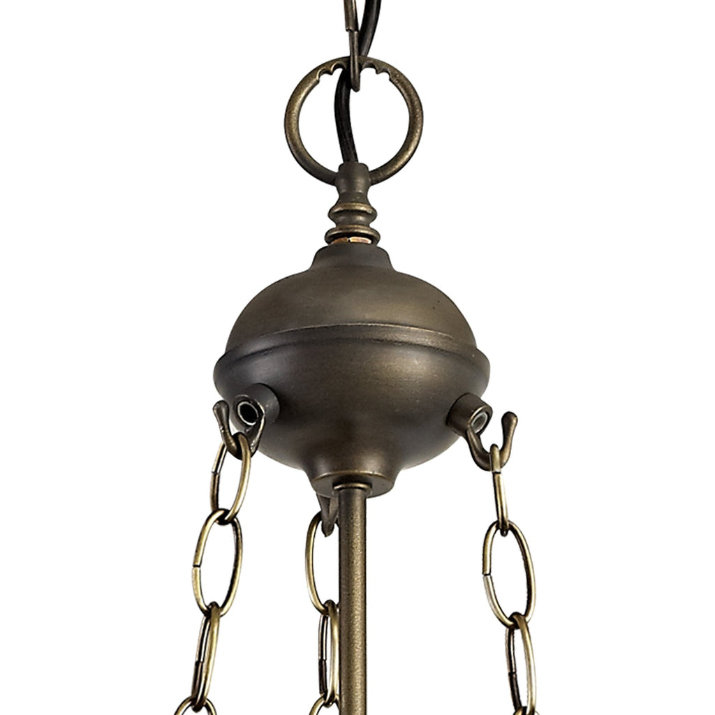 NLK00209 Azure 3 Light Up Lighter Pendant With 30cm Tiffany Shade White/Grey/Black/Clear Crystal/Aged Antique Brass
