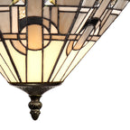 NLK00209 Azure 3 Light Up Lighter Pendant With 30cm Tiffany Shade White/Grey/Black/Clear Crystal/Aged Antique Brass