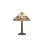 NLK00219 Azure 2 Light Tree Like Table Lamp With 40cm Tiffany Shade White/Grey/Black/Clear Crystal/Aged Antique Brass