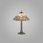 NLK00219 Azure 2 Light Tree Like Table Lamp With 40cm Tiffany Shade White/Grey/Black/Clear Crystal/Aged Antique Brass