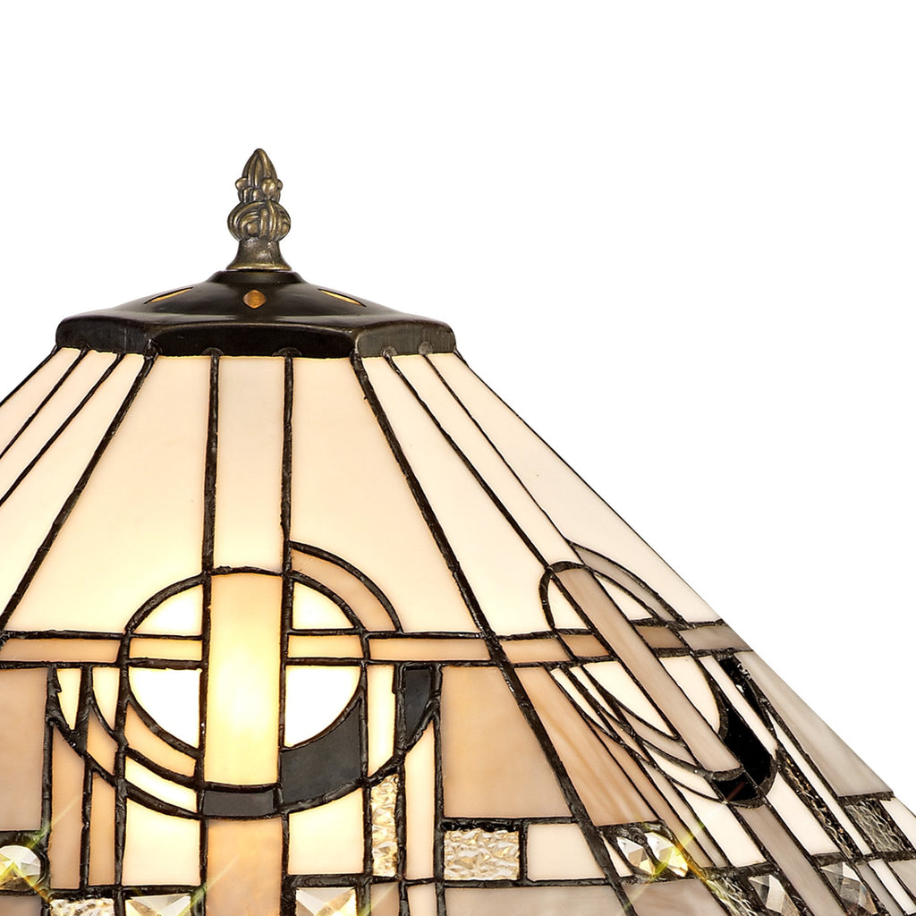 NLK00219 Azure 2 Light Tree Like Table Lamp With 40cm Tiffany Shade White/Grey/Black/Clear Crystal/Aged Antique Brass