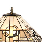 NLK00219 Azure 2 Light Tree Like Table Lamp With 40cm Tiffany Shade White/Grey/Black/Clear Crystal/Aged Antique Brass