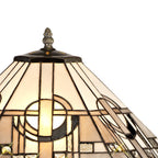 NLK00229 Azure 2 Light Curved Table Lamp With 40cm Tiffany Shade White/Grey/Black/Clear Crystal/Aged Antique Brass