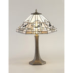 NLK00239 Azure 2 Light Octagonal Table Lamp With 40cm Tiffany Shade White/Grey/Black/Clear Crystal/Aged Antique Brass