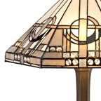 NLK00239 Azure 2 Light Octagonal Table Lamp With 40cm Tiffany Shade White/Grey/Black/Clear Crystal/Aged Antique Brass