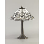 NLK00239 Azure 2 Light Octagonal Table Lamp With 40cm Tiffany Shade White/Grey/Black/Clear Crystal/Aged Antique Brass