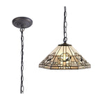 NLK00249 Azure 1 Light Down Lighter Pendant With 40cm Tiffany Shade White/Grey/Black/Clear Crystal/Aged Antique Brass