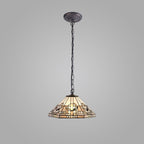 NLK00249 Azure 1 Light Down Lighter Pendant With 40cm Tiffany Shade White/Grey/Black/Clear Crystal/Aged Antique Brass
