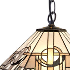 NLK00249 Azure 1 Light Down Lighter Pendant With 40cm Tiffany Shade White/Grey/Black/Clear Crystal/Aged Antique Brass