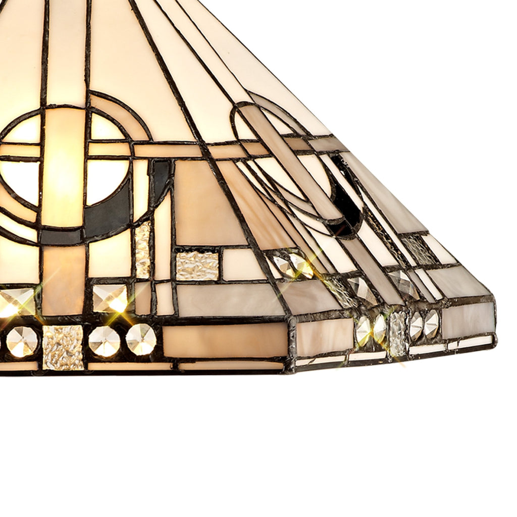 NLK00249 Azure 1 Light Down Lighter Pendant With 40cm Tiffany Shade White/Grey/Black/Clear Crystal/Aged Antique Brass