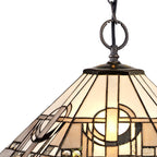 NLK00259 Azure 2 Light Down Lighter Pendant With 40cm Tiffany Shade White/Grey/Black/Clear Crystal/Aged Antique Brass