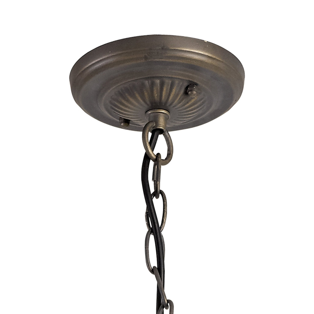 NLK00269 Azure 3 Light Down Lighter Pendant With 40cm Tiffany Shade White/Grey/Black/Clear Crystal/Aged Antique Brass