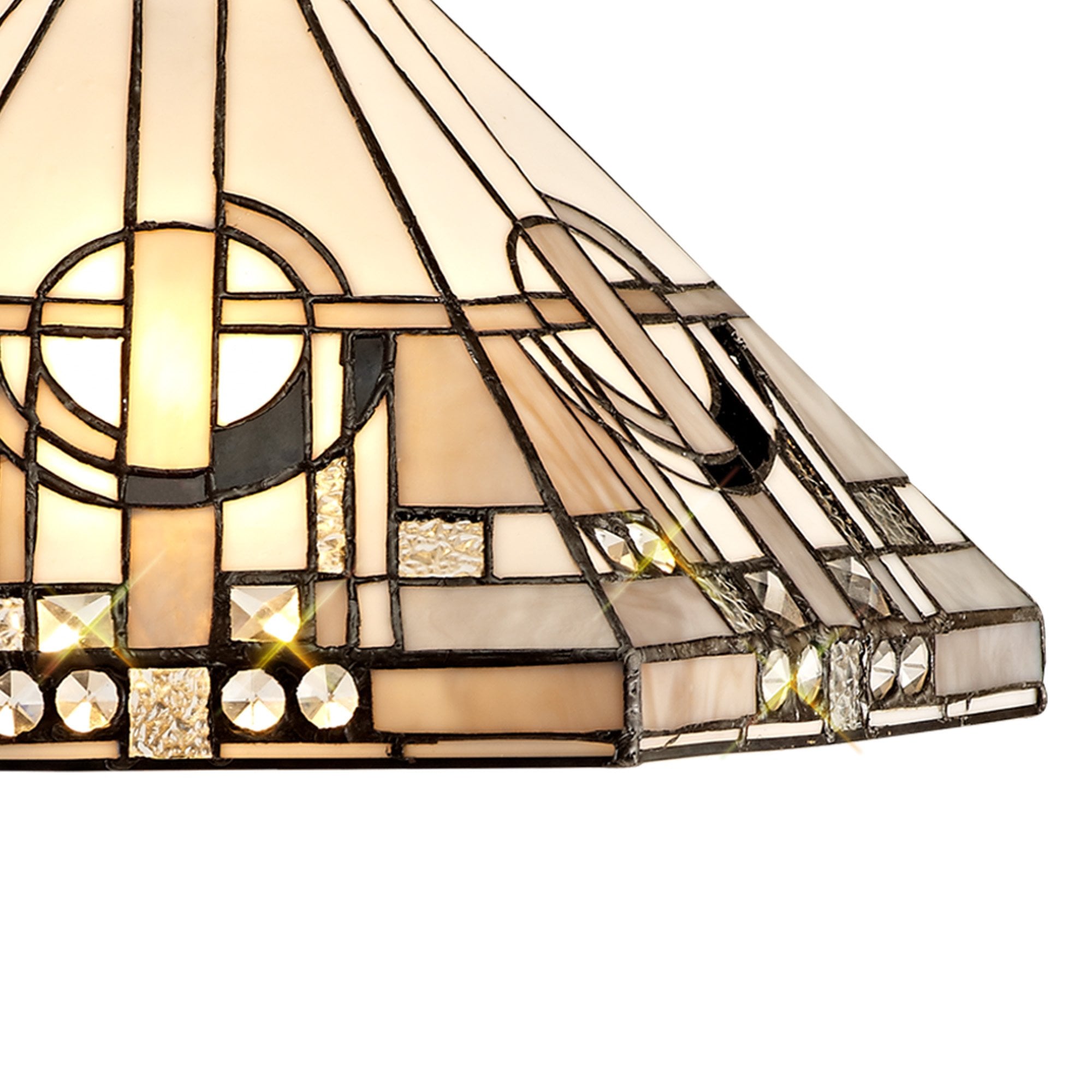 NLK00269 Azure 3 Light Down Lighter Pendant With 40cm Tiffany Shade White/Grey/Black/Clear Crystal/Aged Antique Brass