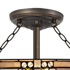 NLK00279 Azure 3 Light Semi Ceiling With Tiffany Shade 40cm Shade White/Grey/Black/Clear Crystal/Aged Antique Brass