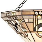 NLK00279 Azure 3 Light Semi Ceiling With Tiffany Shade 40cm Shade White/Grey/Black/Clear Crystal/Aged Antique Brass