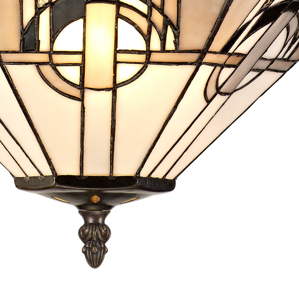 NLK00279 Azure 3 Light Semi Ceiling With Tiffany Shade 40cm Shade White/Grey/Black/Clear Crystal/Aged Antique Brass
