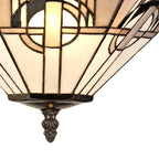 NLK00279 Azure 3 Light Semi Ceiling With Tiffany Shade 40cm Shade White/Grey/Black/Clear Crystal/Aged Antique Brass