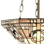 NLK00289 Azure 3 Light Up Lighter Pendant With 40cm Tiffany Shade White/Grey/Black/Clear Crystal/Aged Antique Brass