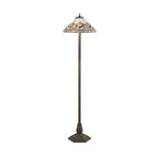 NLK00299 Azure 2 Light Octagonal Floor Lamp With 40cm Tiffany Shade White/Grey/Black/Clear Crystal/Aged Antique Brass