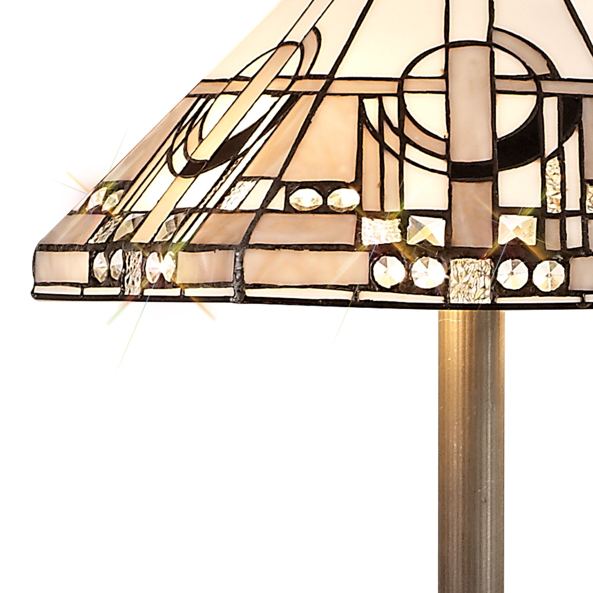 NLK00299 Azure 2 Light Octagonal Floor Lamp With 40cm Tiffany Shade White/Grey/Black/Clear Crystal/Aged Antique Brass