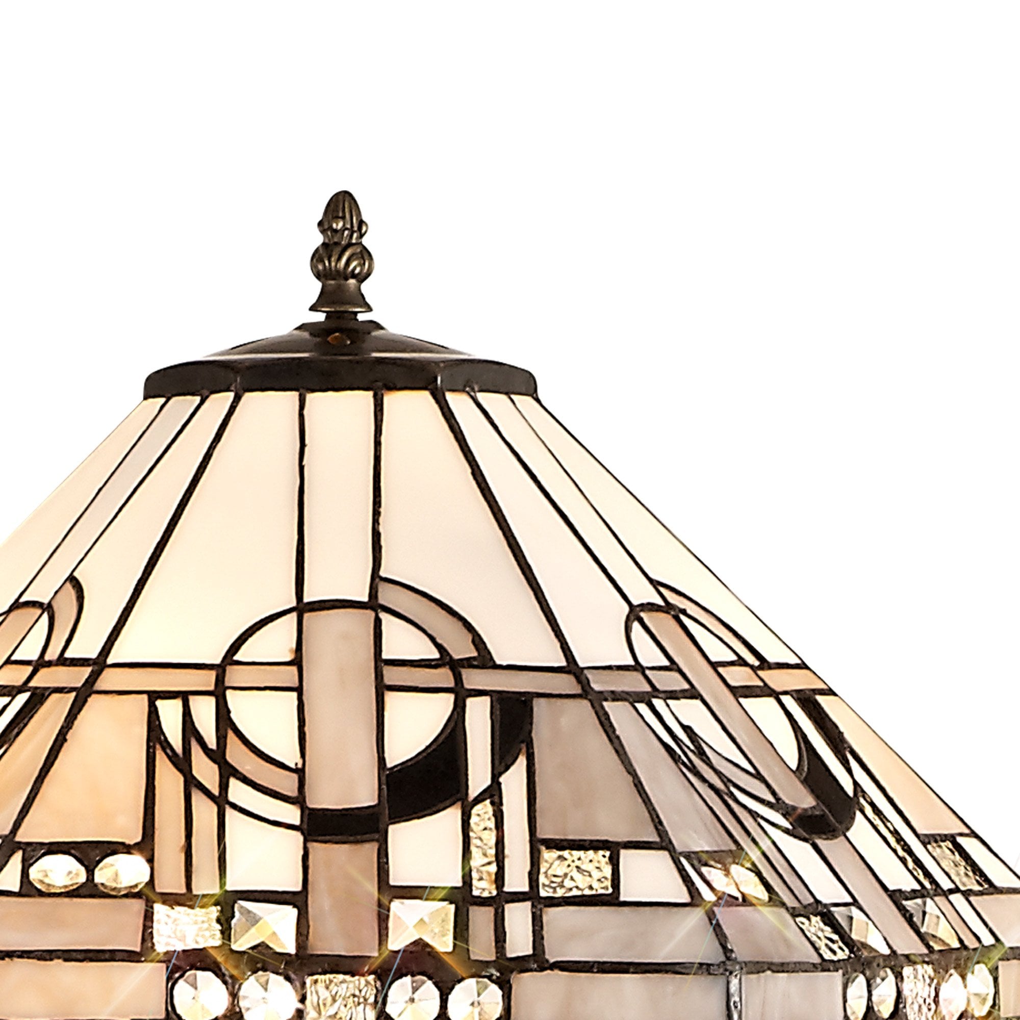 NLK00299 Azure 2 Light Octagonal Floor Lamp With 40cm Tiffany Shade White/Grey/Black/Clear Crystal/Aged Antique Brass