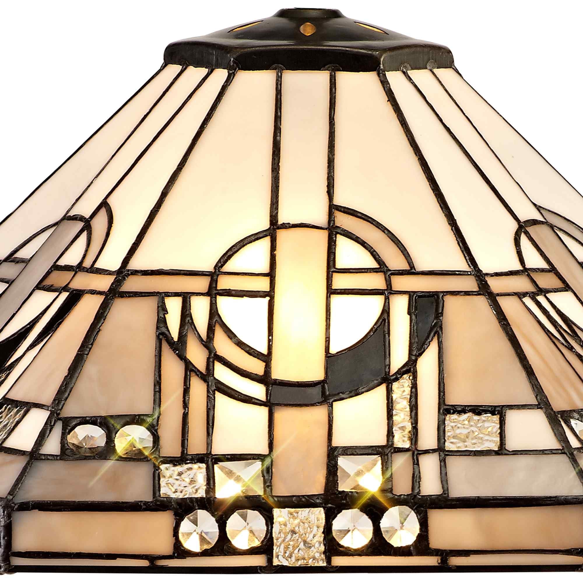 NLK00299 Azure 2 Light Octagonal Floor Lamp With 40cm Tiffany Shade White/Grey/Black/Clear Crystal/Aged Antique Brass