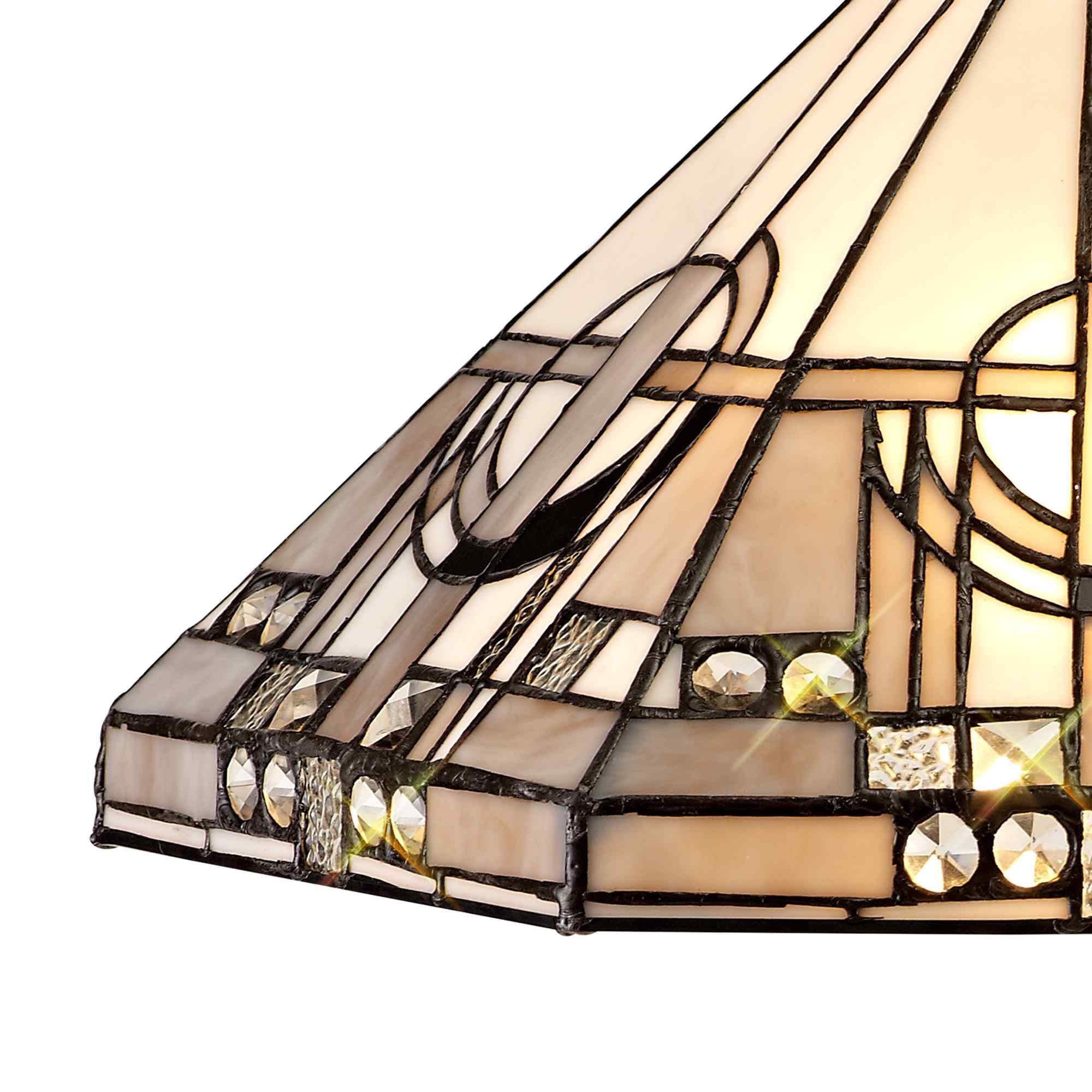 NLK00299 Azure 2 Light Octagonal Floor Lamp With 40cm Tiffany Shade White/Grey/Black/Clear Crystal/Aged Antique Brass