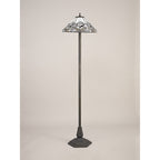 NLK00299 Azure 2 Light Octagonal Floor Lamp With 40cm Tiffany Shade White/Grey/Black/Clear Crystal/Aged Antique Brass