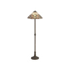 NLK00309 Azure 2 Light Leaf Design Floor Lamp With 40cm Tiffany Shade White/Grey/Black/Clear Crystal/Aged Antique Brass