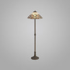 NLK00309 Azure 2 Light Leaf Design Floor Lamp With 40cm Tiffany Shade White/Grey/Black/Clear Crystal/Aged Antique Brass