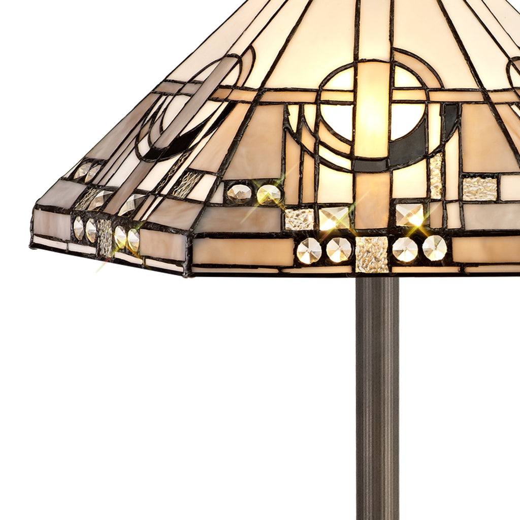 NLK00309 Azure 2 Light Leaf Design Floor Lamp With 40cm Tiffany Shade White/Grey/Black/Clear Crystal/Aged Antique Brass