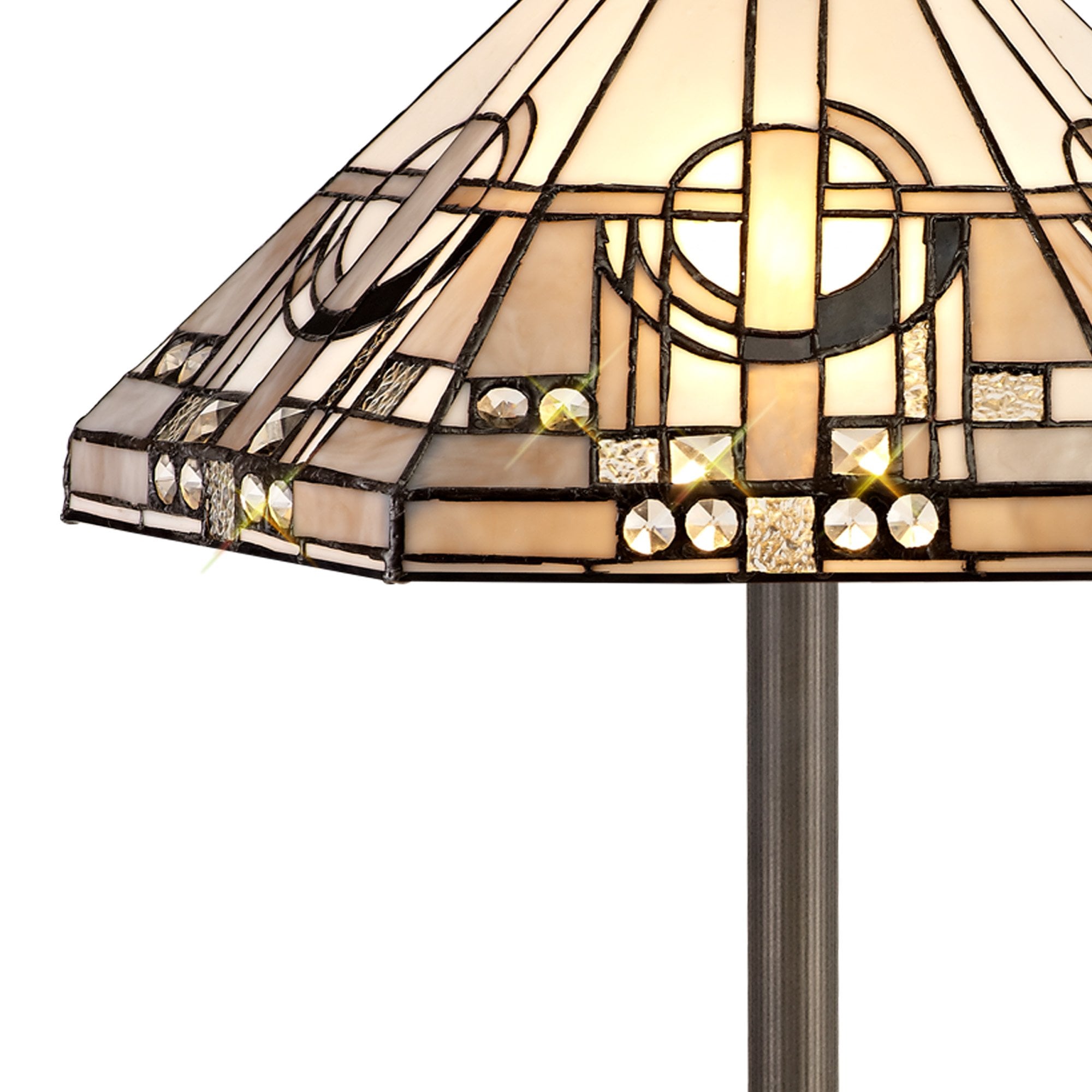 NLK00309 Azure 2 Light Leaf Design Floor Lamp With 40cm Tiffany Shade White/Grey/Black/Clear Crystal/Aged Antique Brass