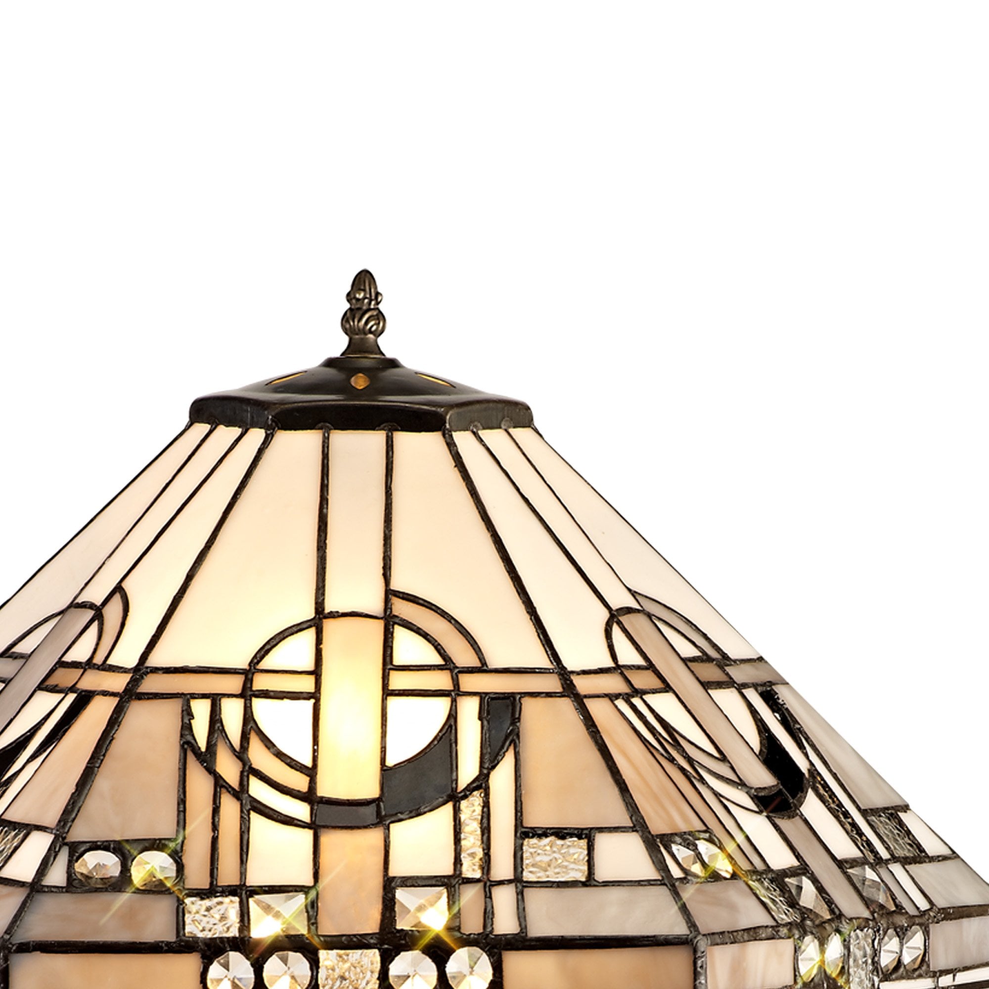NLK00309 Azure 2 Light Leaf Design Floor Lamp With 40cm Tiffany Shade White/Grey/Black/Clear Crystal/Aged Antique Brass